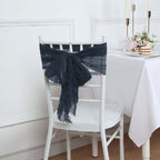 5 Pack Cheesecloth Gauze 16"x88" Chair Sashes Navy Blue - Boho Chair Decorations - Bell Racket Store