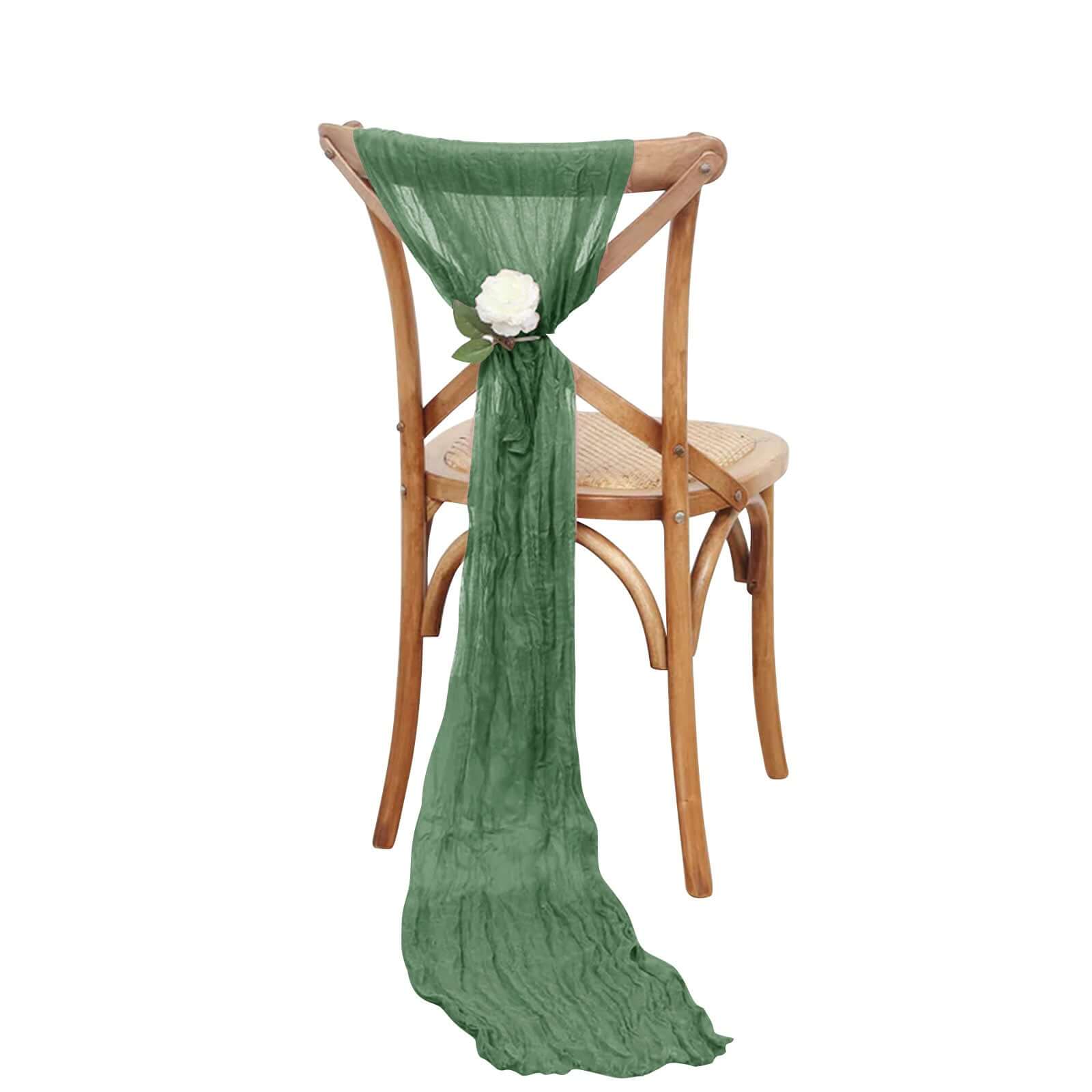 5 Pack Cheesecloth Gauze 16"x88" Chair Sashes Olive Green - Boho Chair Decorations - Bell Racket Store