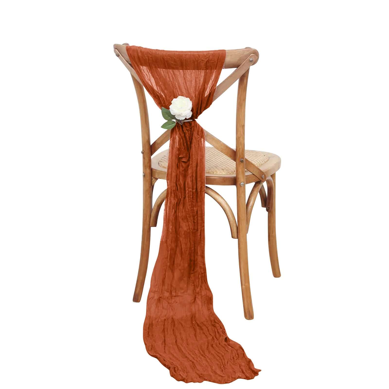 5 Pack Cheesecloth Gauze 16"x88" Chair Sashes Terracotta (Rust) - Boho Chair Decorations - Bell Racket Store