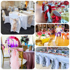 5 Pack Chiffon Satin Chair Sashes Gold - Easy to Install Lustrous Ruffled Curly Willow Wedding Chair Decorations - Bell Racket Store