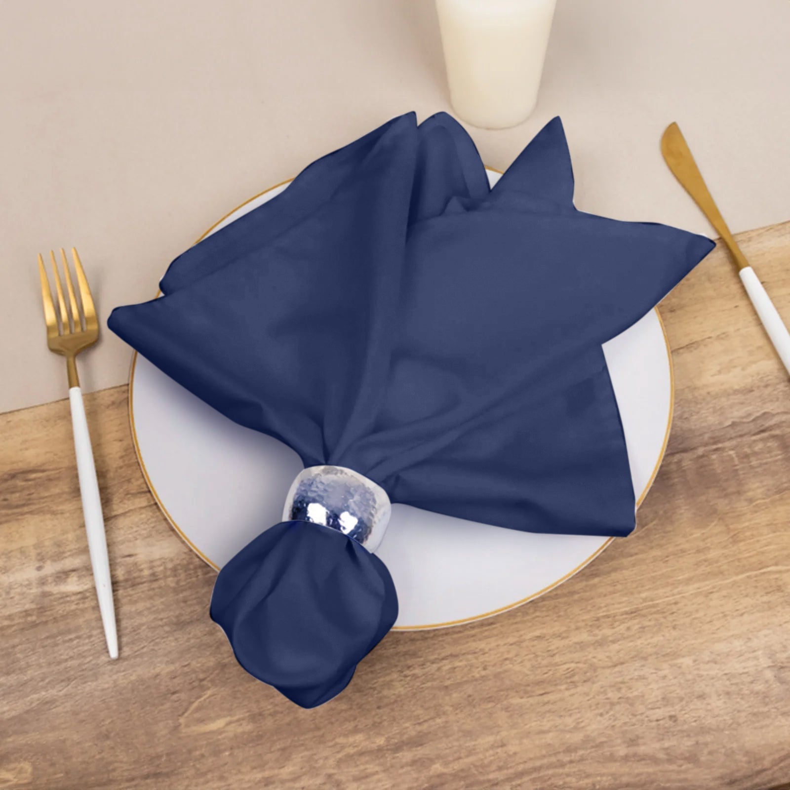 5 Pack Cotton Blend 20"x20" Napkins Navy Blue - Wrinkle - Resistant & Washable Dinner Napkins - Bell Racket Store