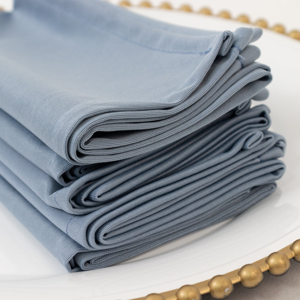 5 Pack Dusty Blue Scuba Napkins â€“ 17"x17", Wrinkle - Free & Stain Resistant Cloth Napkins - Bell Racket Store