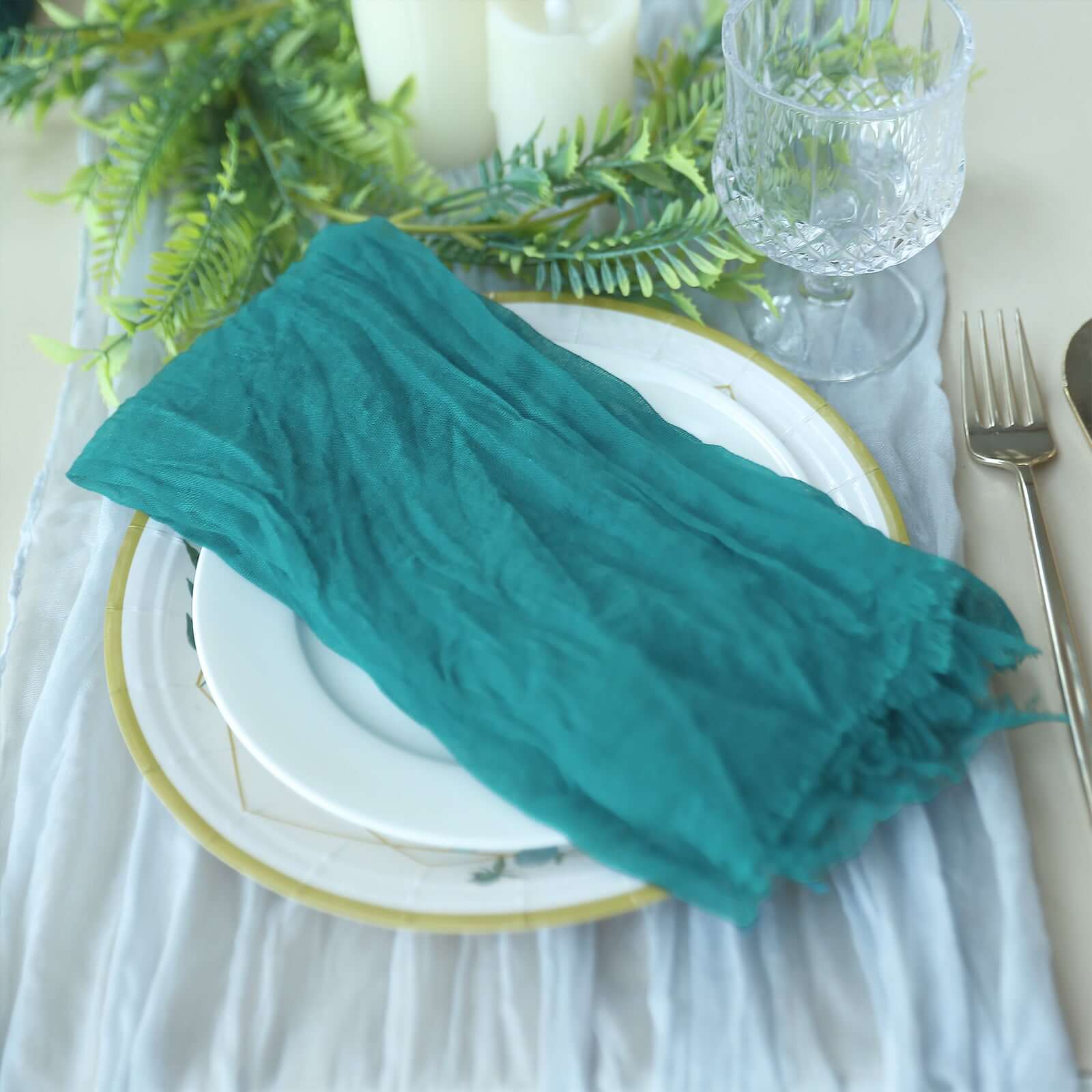 5 Pack Gauze Cheesecloth 24"x19" Napkins Peacock Teal Reusable Dinner Napkins - Bell Racket Store