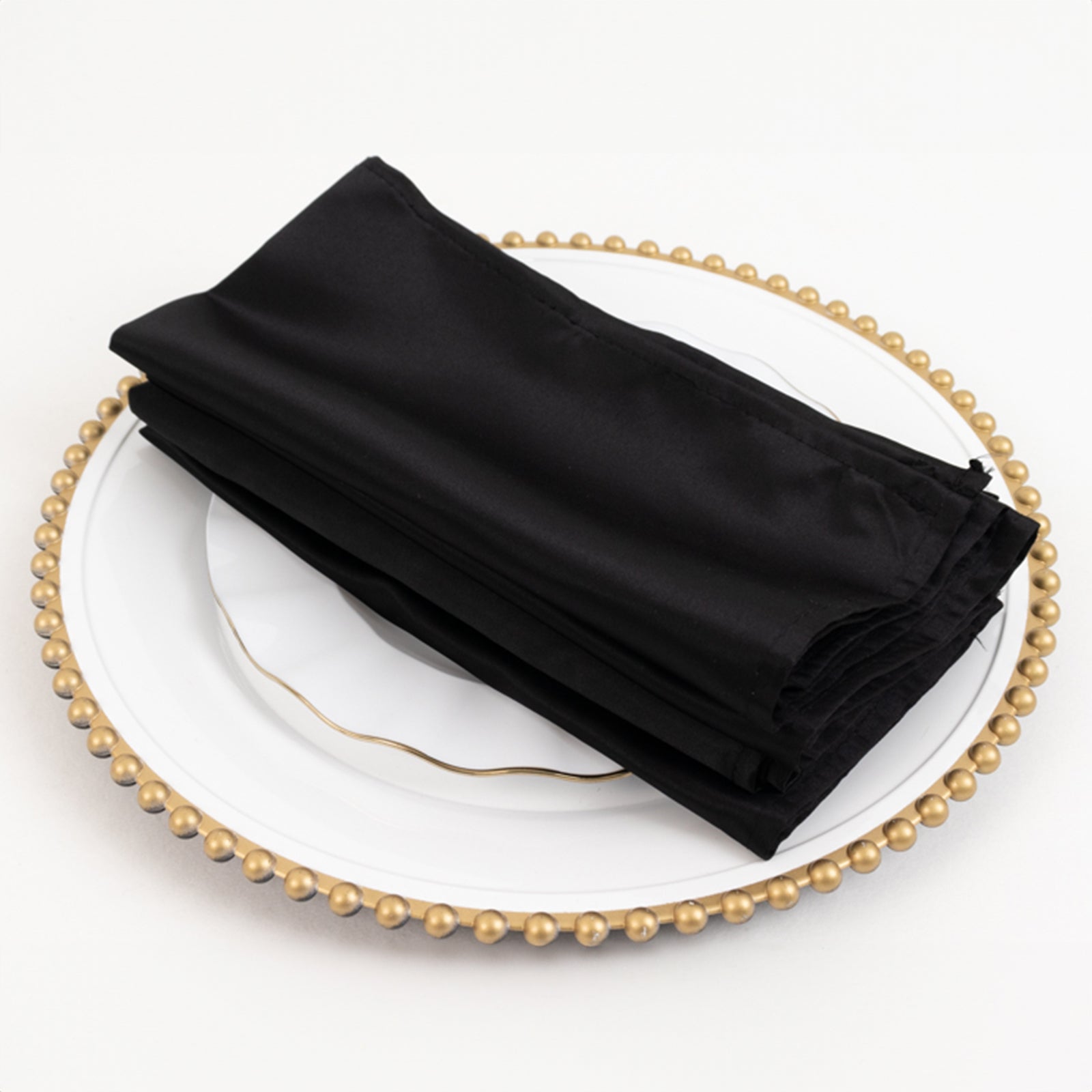 5 Pack Lamour Satin 20"x20" Napkins Black - Exquisite Dinner Napkins with Soft Matte Finish for Weddings & Events - Bell Racket Store
