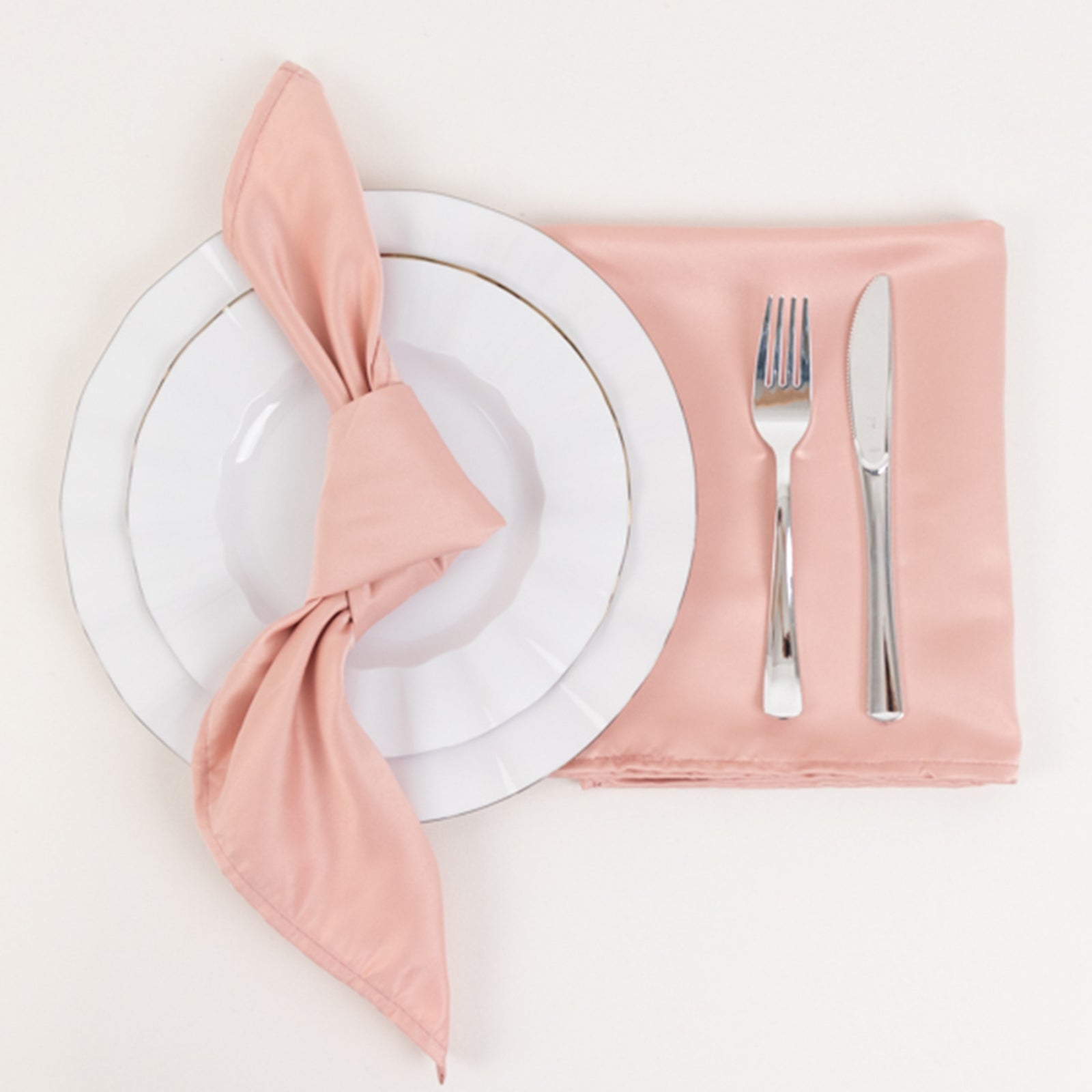 5 Pack Lamour Satin 20"x20" Napkins Dusty Rose - Soft Matte Finish Dinner Napkins - Bell Racket Store