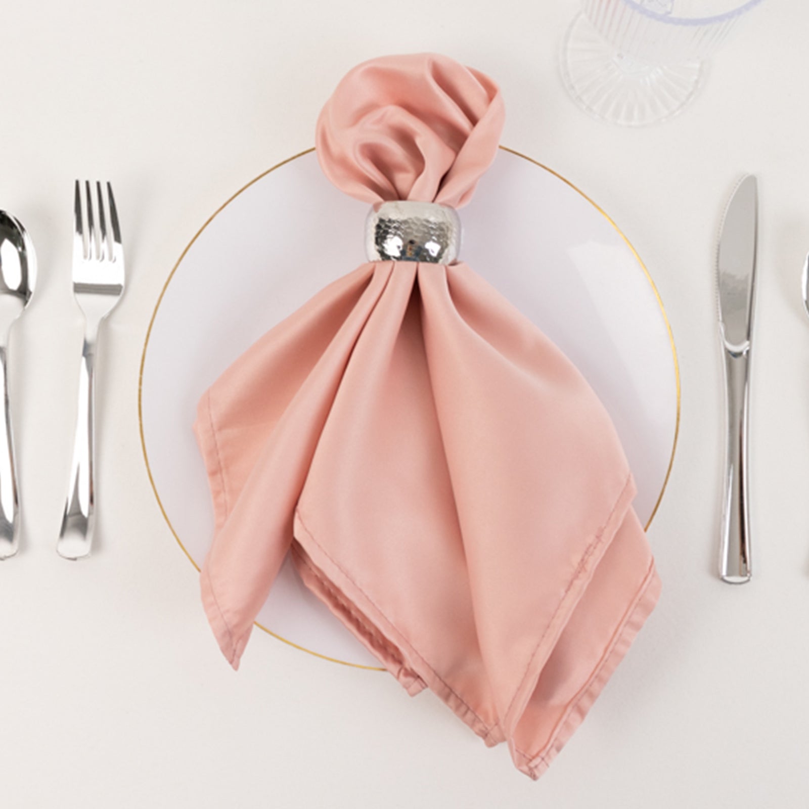 5 Pack Lamour Satin 20"x20" Napkins Dusty Rose - Soft Matte Finish Dinner Napkins - Bell Racket Store