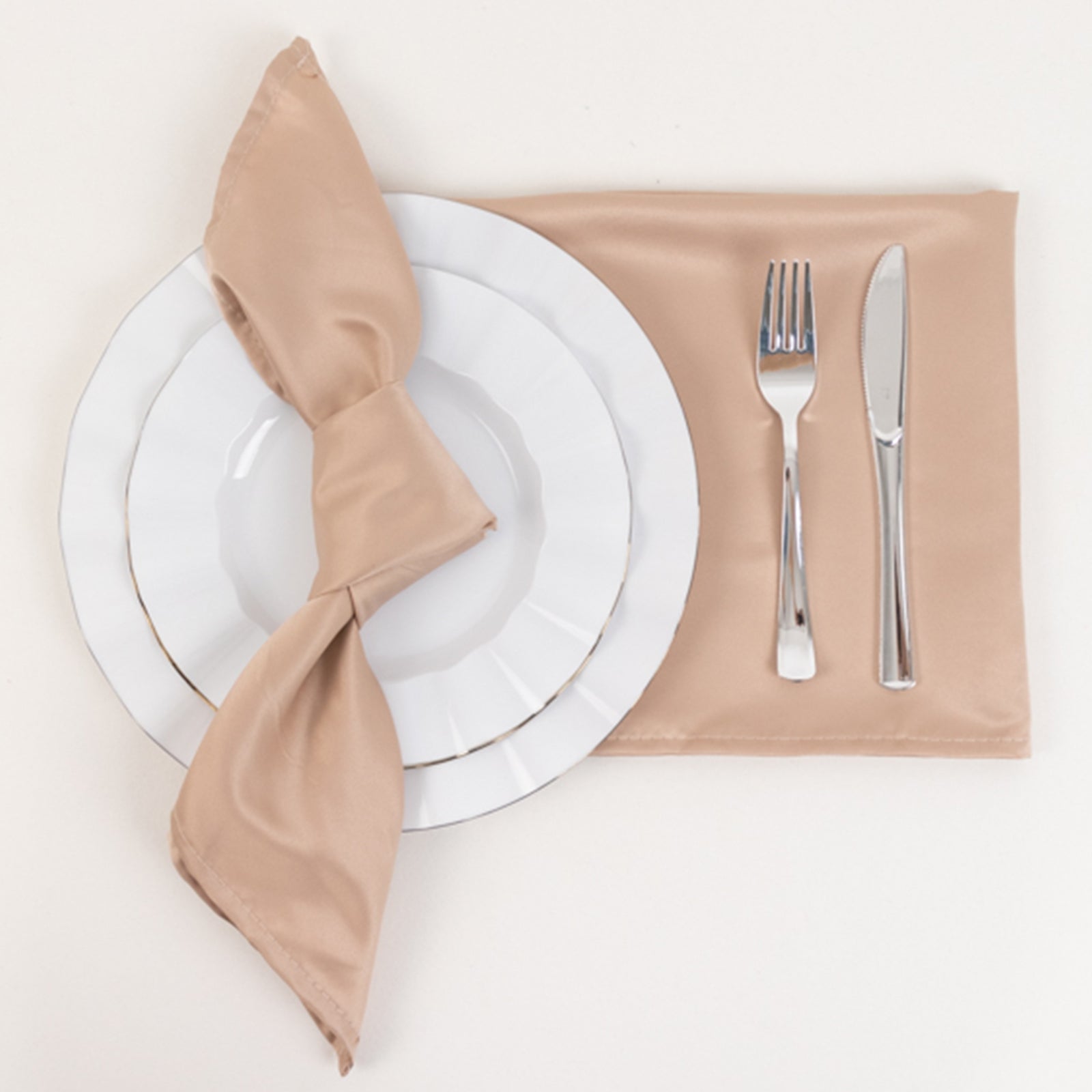 5 Pack Lamour Satin 20"x20" Napkins Nude - Soft Matte Finish Dinner Napkins - Bell Racket Store