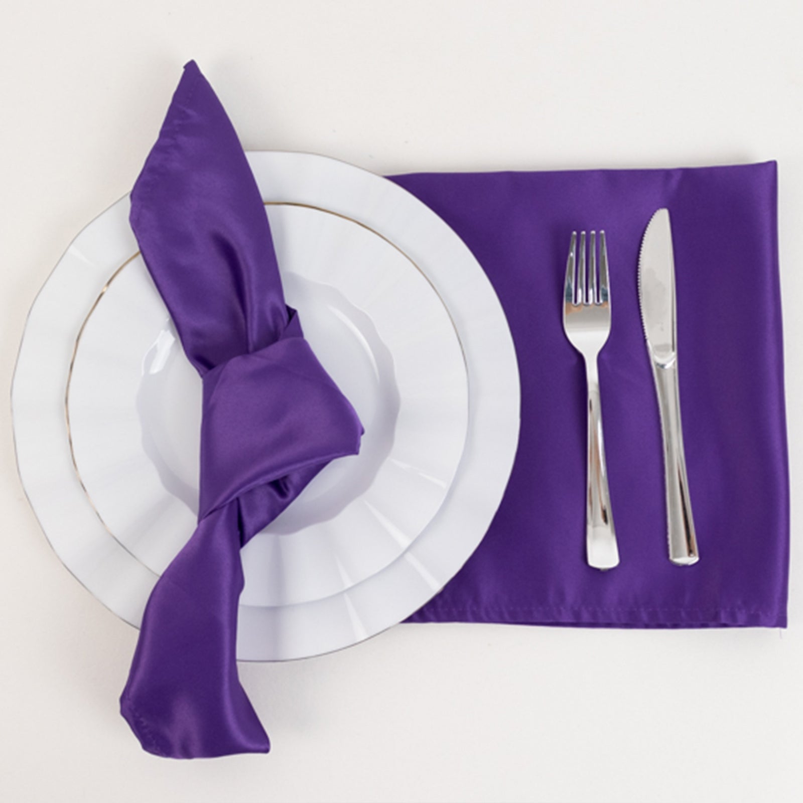 5 Pack Lamour Satin 20"x20" Napkins Purple - Soft Matte Finish Dinner Napkins - Bell Racket Store