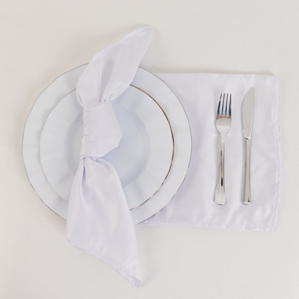 5 Pack Lamour Satin 20"x20" Napkins White - Exquisite Dinner Napkins with Soft Matte Finish for Weddings & Events - Bell Racket Store