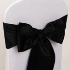 5 Pack Lamour Satin 6"x106" Chair Sashes Black - Stylish Reusable Decorative Bows for Weddings & Gatherings - Bell Racket Store