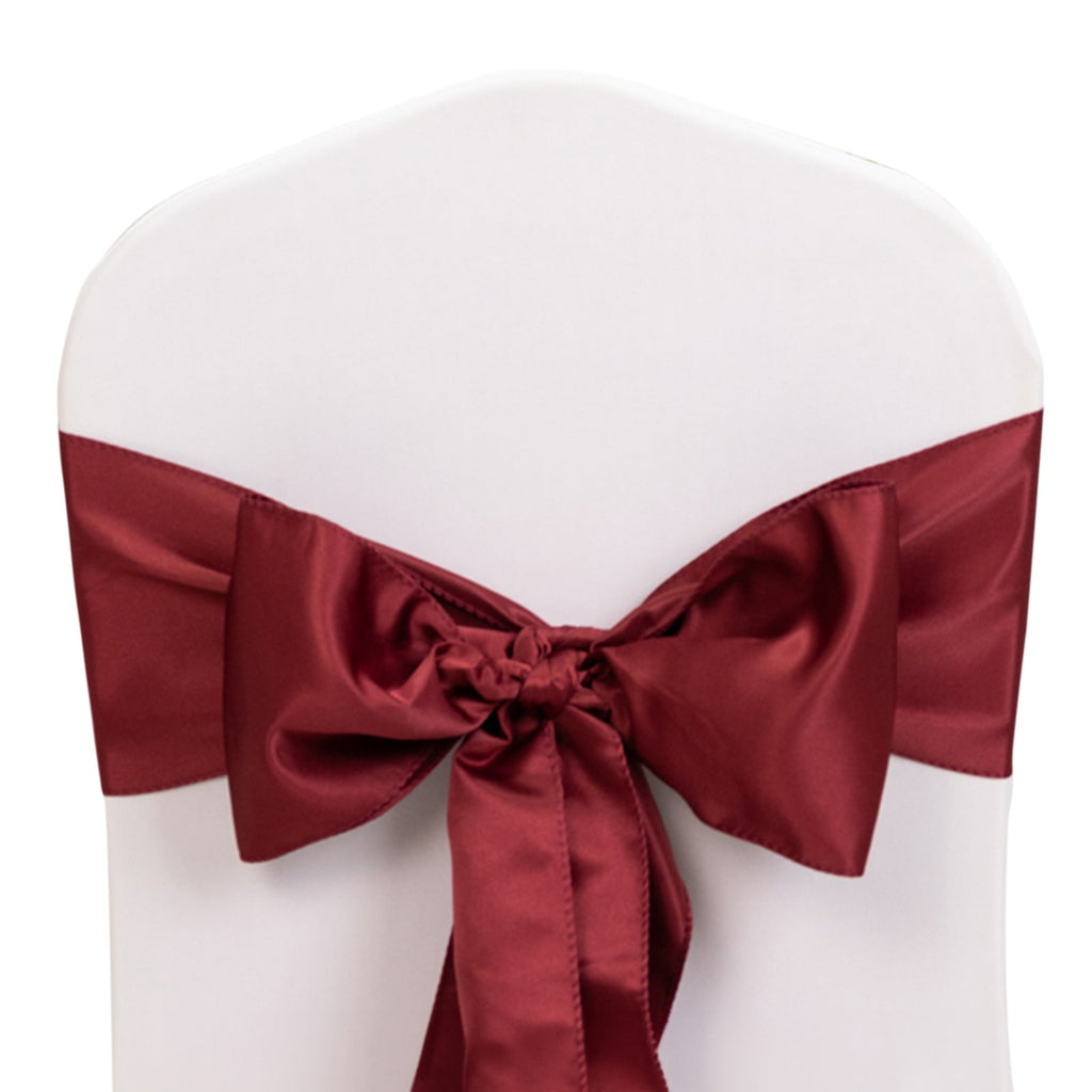 5 Pack Lamour Satin 6"x106" Chair Sashes Burgundy - Stylish Reusable Decorative Bows - Bell Racket Store