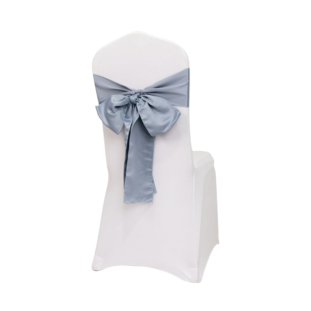 5 Pack Lamour Satin 6"x106" Chair Sashes Dusty Blue - Stylish Reusable Decorative Bows - Bell Racket Store