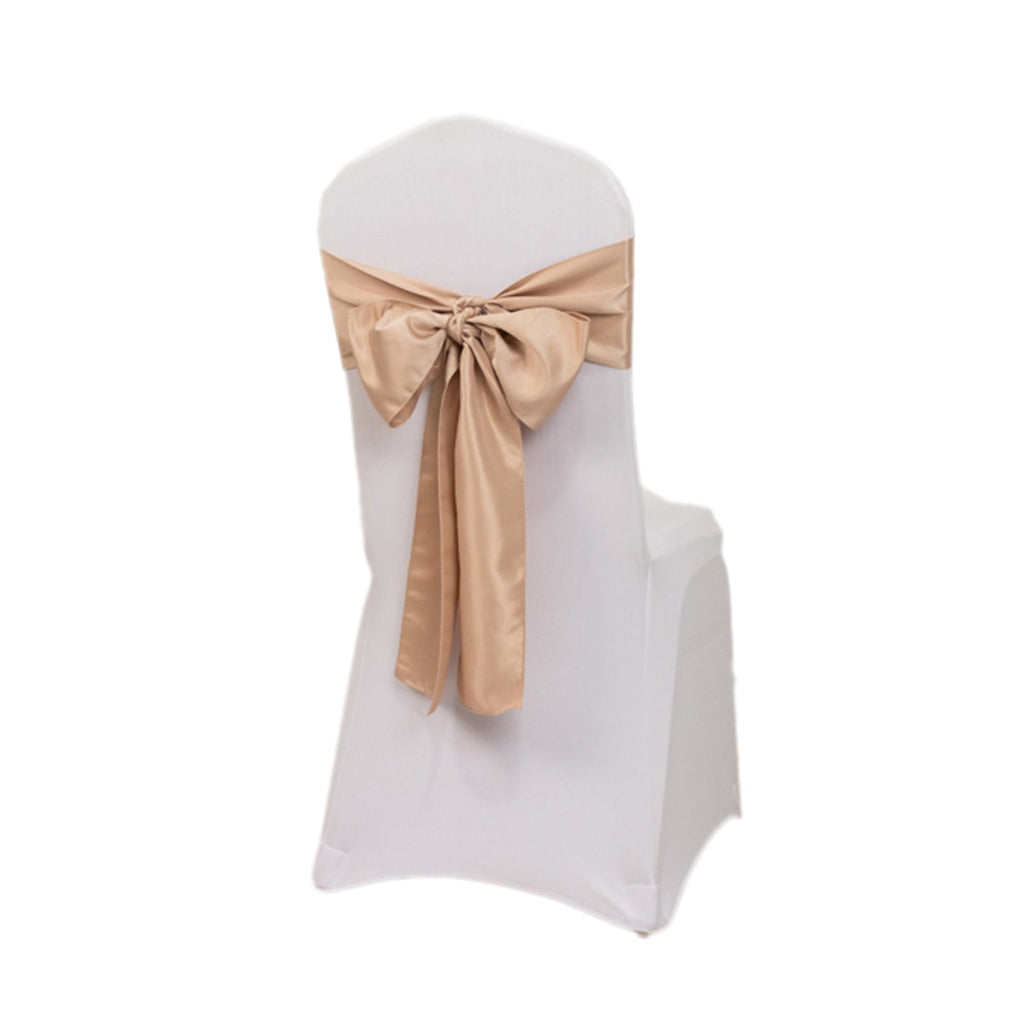 5 Pack Lamour Satin 6"x106" Chair Sashes Nude - Stylish Reusable Decorative Bows - Bell Racket Store