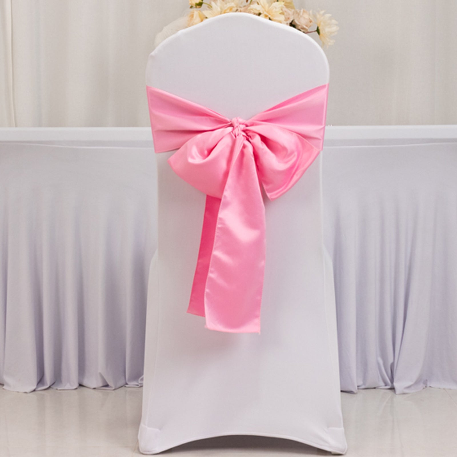 5 Pack Lamour Satin 6"x106" Chair Sashes Pink - Stylish Reusable Decorative Bows - Bell Racket Store