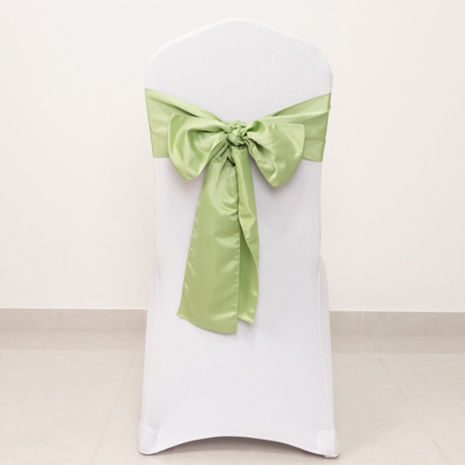 5 Pack Lamour Satin 6"x106" Chair Sashes Sage Green - Stylish Reusable Decorative Bows - Bell Racket Store