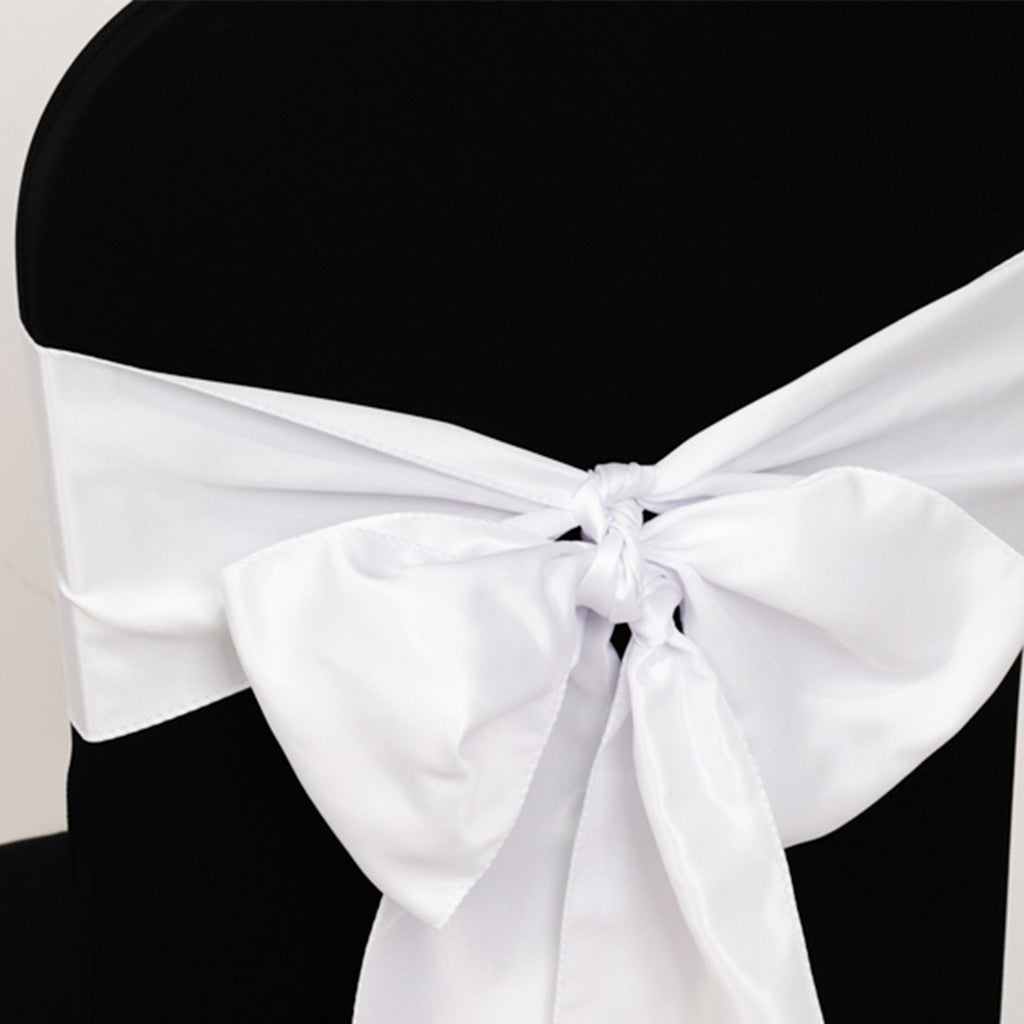 5 Pack Lamour Satin 6"x106" Chair Sashes White - Stylish Reusable Decorative Bows for Weddings & Gatherings - Bell Racket Store