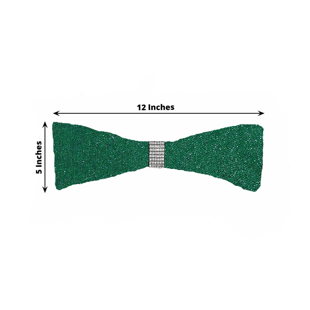 5 Pack Metallic Shimmer Tinsel Spandex Chair Sashes Hunter Emerald Green - Durable and Reusable Stretch Chair Bands - Bell Racket Store