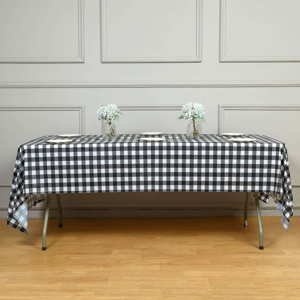 5 - Pack Plastic Table Covers Black Checkered Rectangle - Durable PVC Disposable Covers for Events 54"x108" - Bell Racket Store