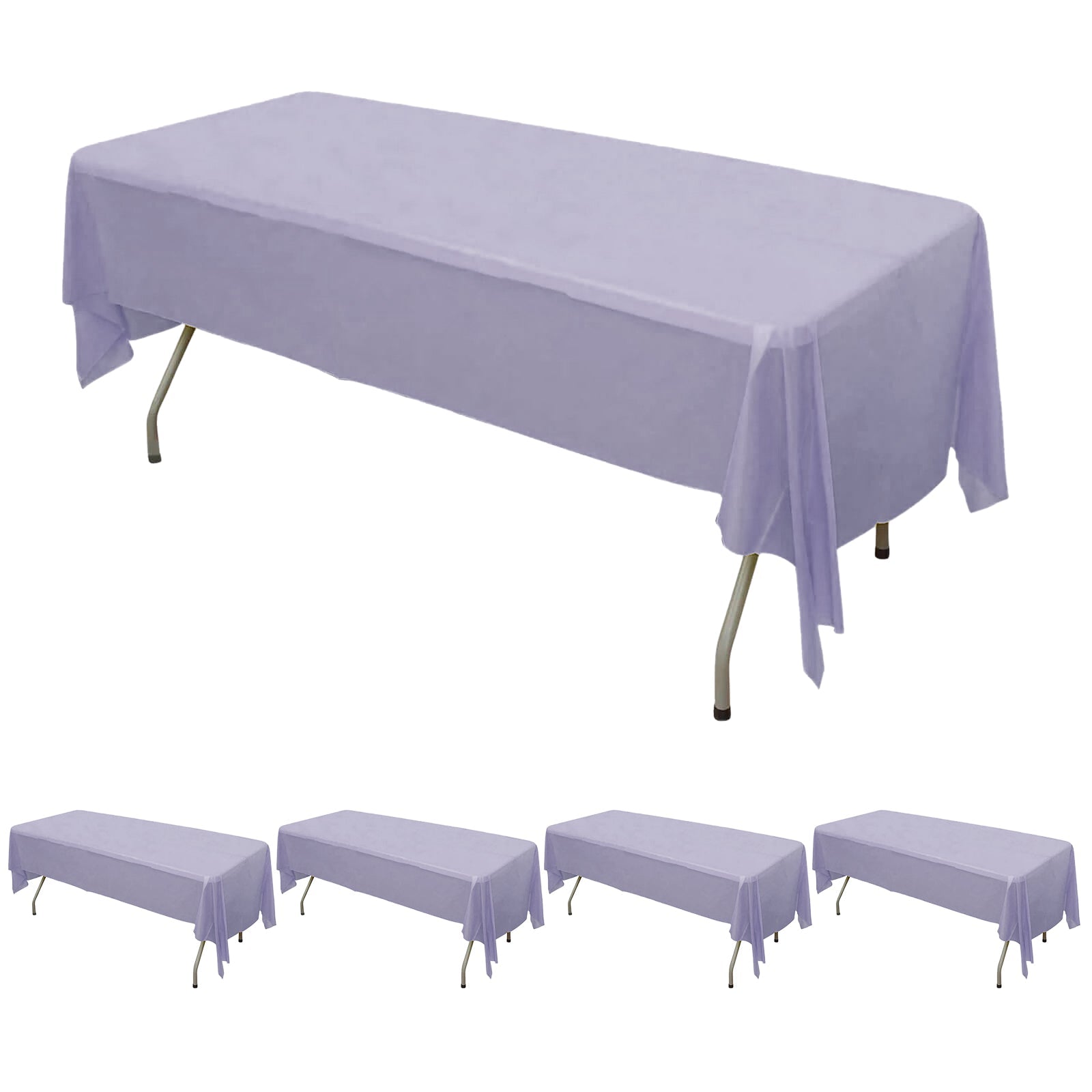 5 - Pack Plastic Table Covers Lavender Lilac Rectangle - Reliable PVC Disposable Covers for Gatherings 54"x108" - Bell Racket Store