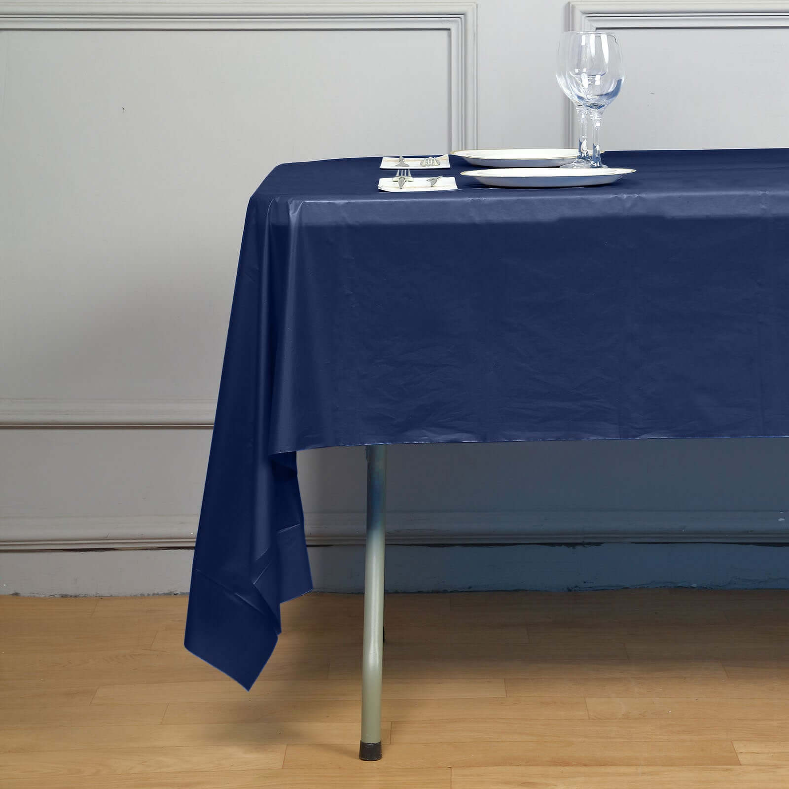 5 - Pack Plastic Table Covers Navy Blue Rectangle - Reliable PVC Disposable Covers for Gatherings 54"x108" - Bell Racket Store