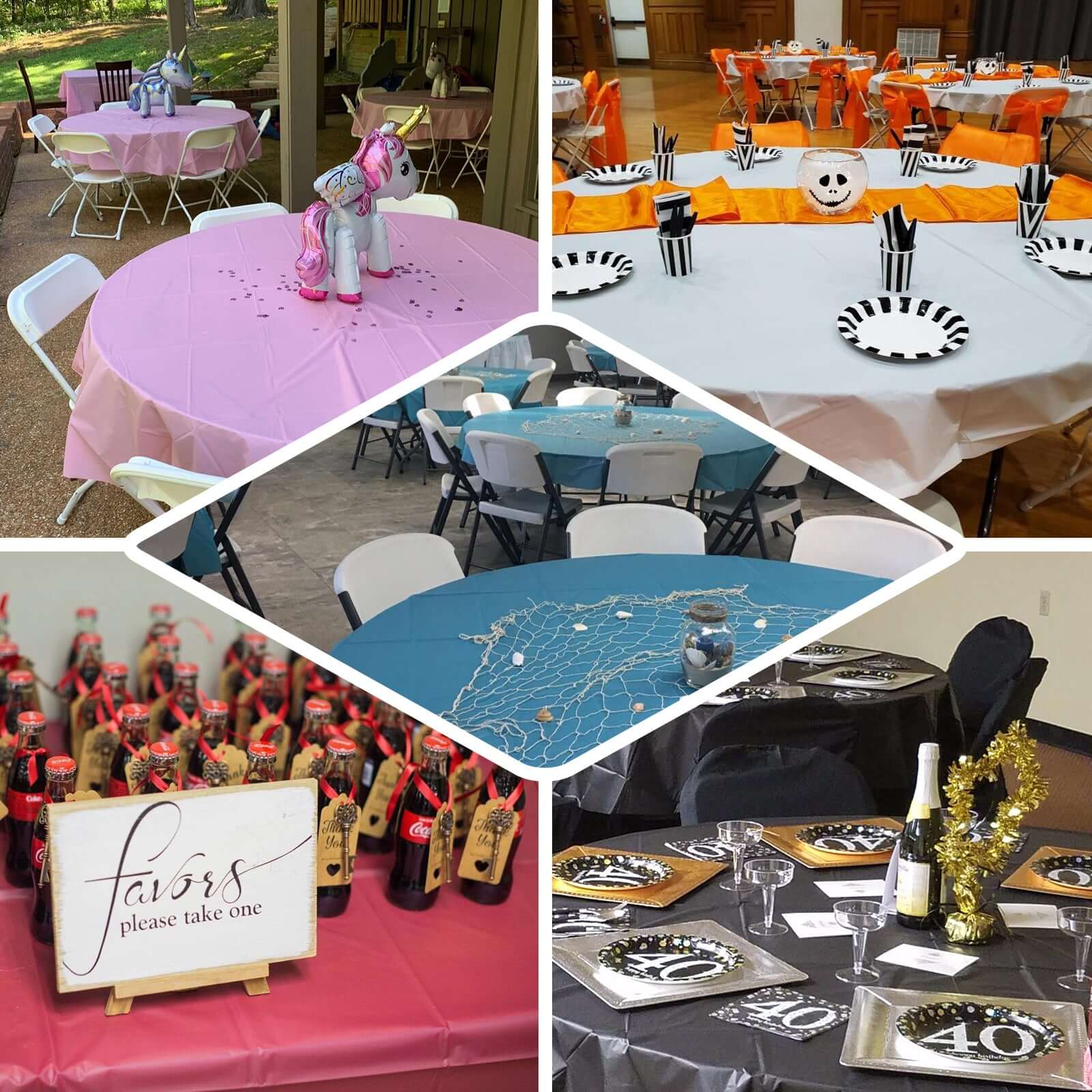 5 - Pack Plastic Table Covers Sage Green Round - Durable PVC Disposable Tablecloths for Events 84" - Bell Racket Store