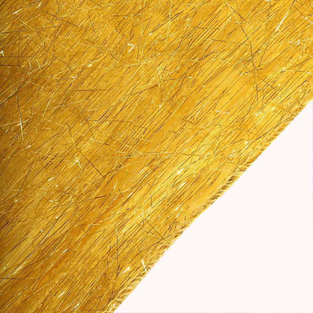 5 Pack Polyester Chair Sashes Gold Metallic Tinsel Fringe - Easy to Use Sparkly Chair Bows 6"x108" - Bell Racket Store