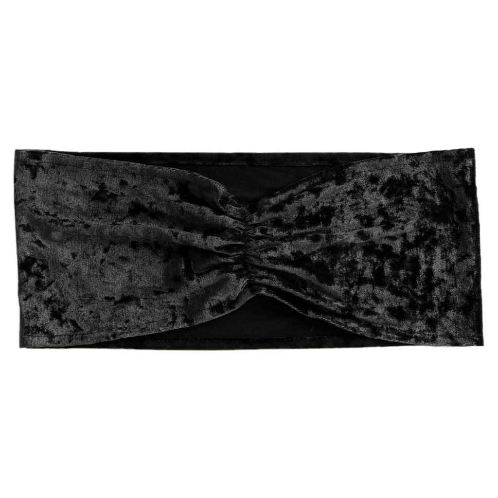 5 Pack Premium Crushed Velvet Chair Sashes Black Ruffle Style - Textured Chair Bands for Stunning Event Decor - Bell Racket Store