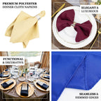 5 Pack Premium Polyester 20"x20" Napkins Beige - Wrinkle - Resistant & Durable Dinner Napkins - Bell Racket Store