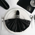 5 Pack Satin 20"x20" Napkins Black - Luxurious Shine & Smooth Dinner Napkins for Upscale Events