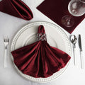 5 Pack Satin 20"x20" Napkins Burgundy - Luxurious Shine & Smooth Dinner Napkins