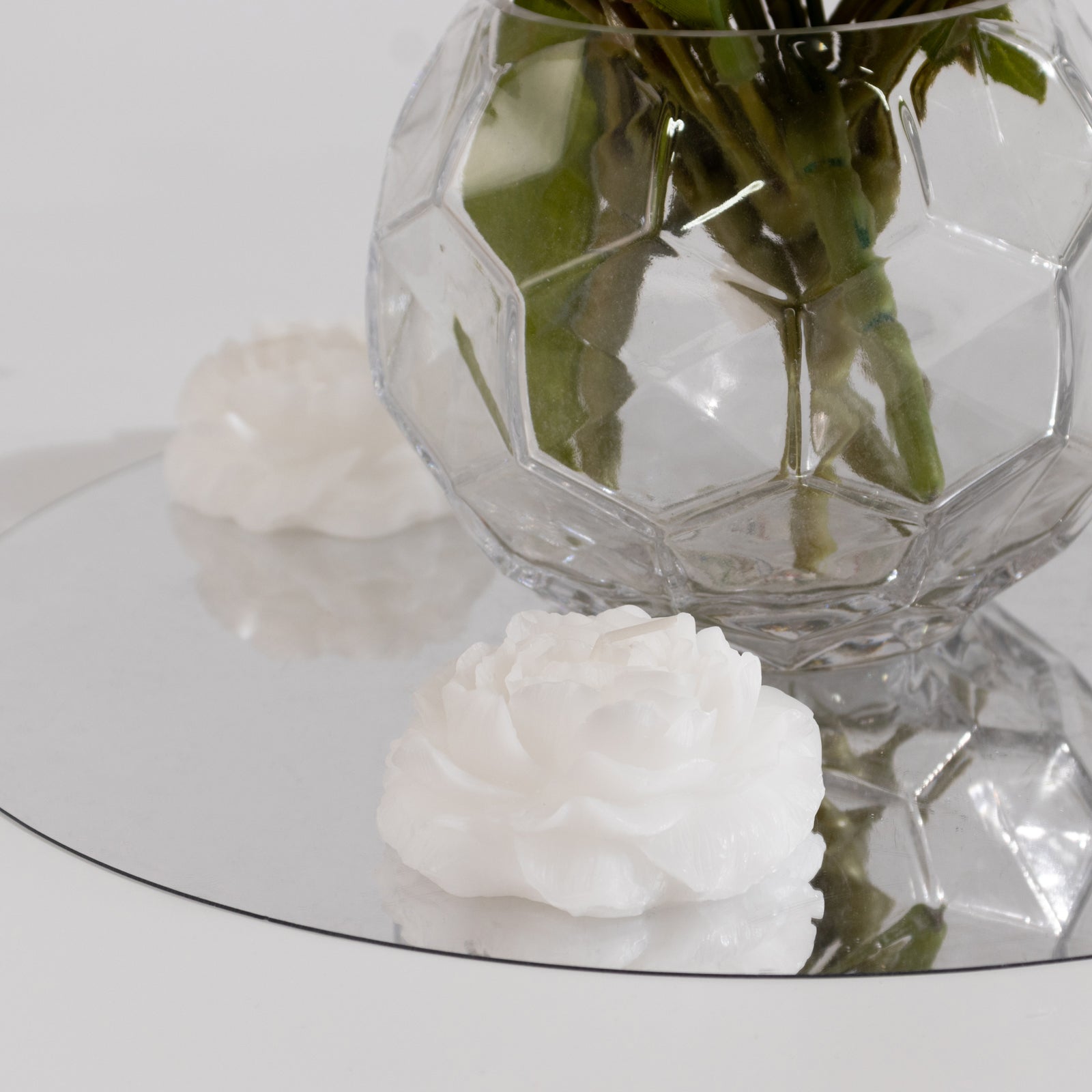 5 - Pack Scented Candles Floating Peony Flower Design White Wax - Decorative Party Favors with Individual Gift Boxes & Ribbons 3" - Bell Racket Store