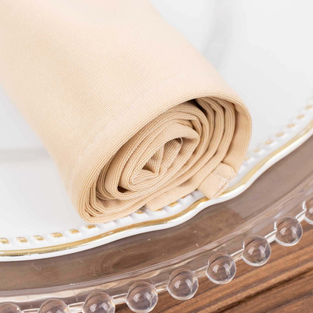 5 Pack Scuba 20"x20" Napkins Beige - Durable & Reusable Dinner Napkins - Bell Racket Store