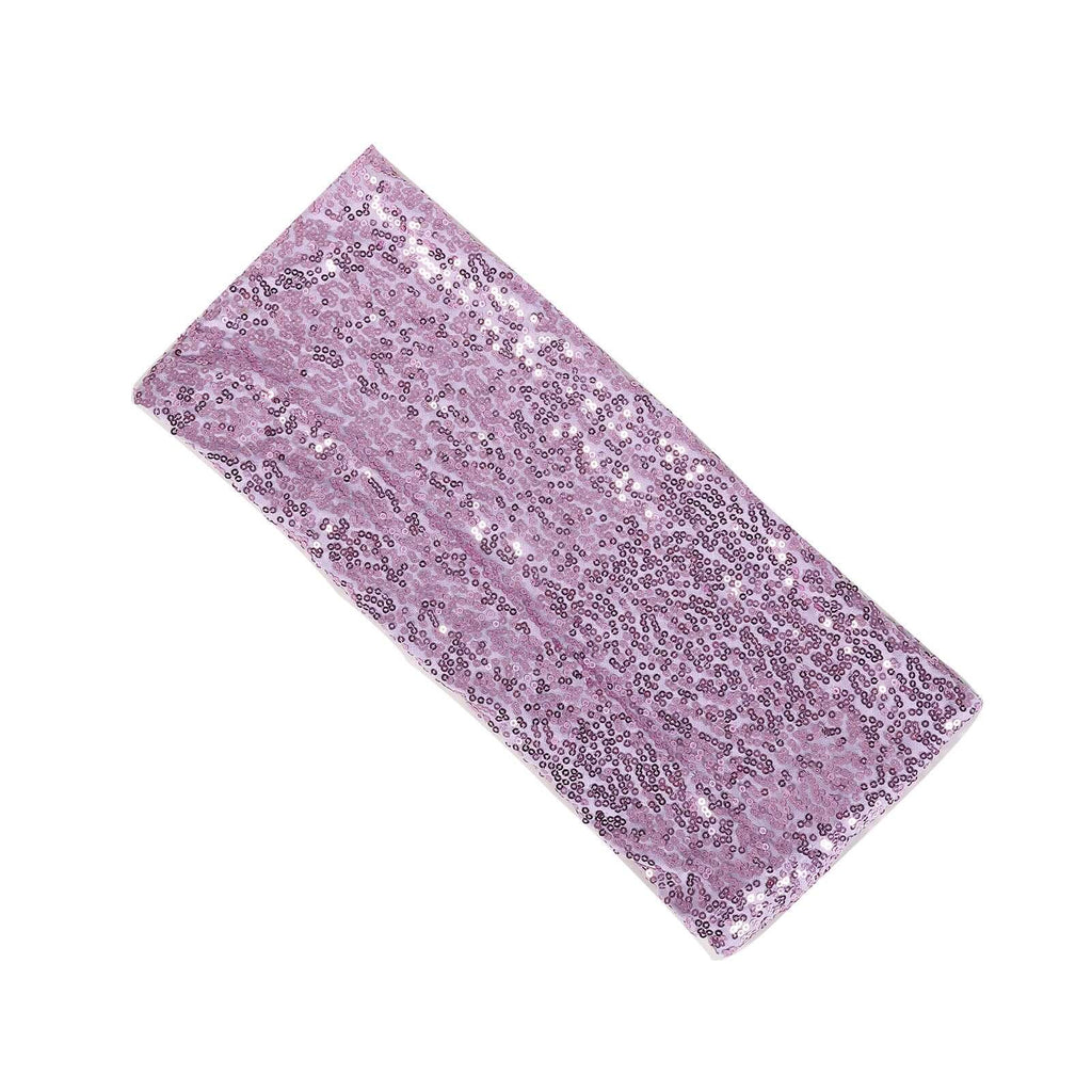 5 Pack Sequin Spandex Chair Sashes Lavender Lilac - Stretch Chair Bands 6"x15" - Bell Racket Store