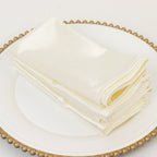 5 Pack Shimmer Pearl White Scuba Napkins â€“ 17"x17" Wrinkle - Free & Stain - Resistant Cloth Table Napkins - Bell Racket Store