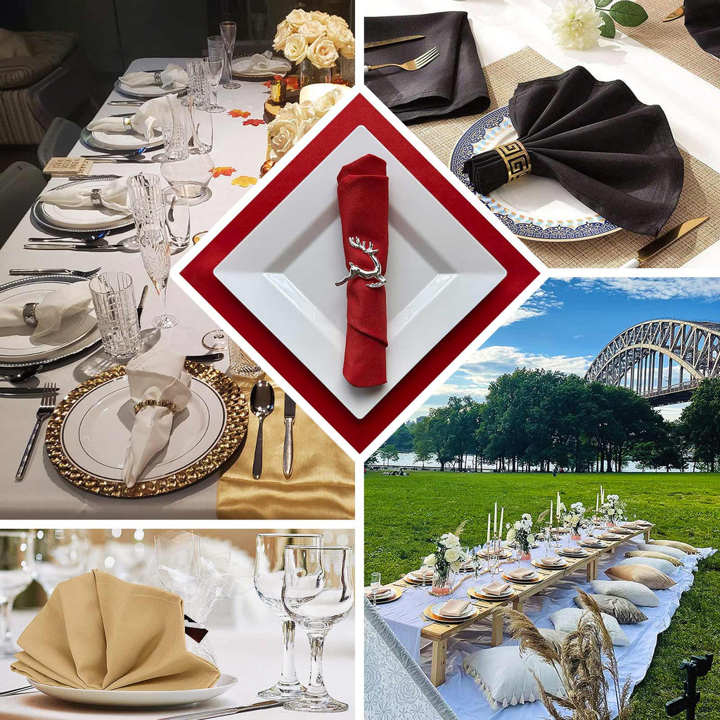 5 Pack Shimmer Silver Scuba Napkins â€“ 17"x17" Wrinkle - Free & Stain - Resistant Cloth Table Napkins - Bell Racket Store