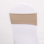 5 Pack Stretch Spandex Chair Sashes Nude - Fitted Finish Two Ply Heavy Duty Chair Bands 5"x12" - Bell Racket Store