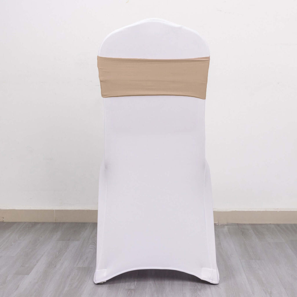 5 Pack Stretch Spandex Chair Sashes Nude - Fitted Finish Two Ply Heavy Duty Chair Bands 5"x12" - Bell Racket Store
