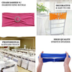 5 Pack Stretch Spandex Chair Sashes Nude - Reusable Chair Bands with Silver Diamond Ring Slide Buckle 5"x14" - Bell Racket Store
