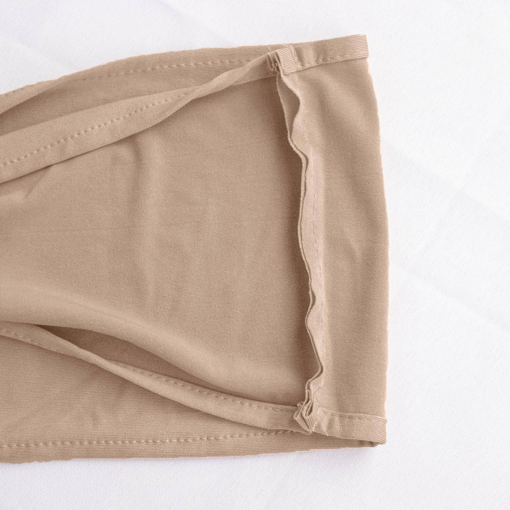 5 Pack Stretch Spandex Chair Sashes Nude - Reusable Chair Bands with Silver Diamond Ring Slide Buckle 5"x14" - Bell Racket Store