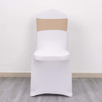 5 Pack Stretch Spandex Chair Sashes Nude - Reusable Chair Bands with Silver Diamond Ring Slide Buckle 5"x14" - Bell Racket Store
