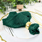 5 Pack Taffeta 20"x20" Napkins Hunter Emerald Green - Accordion Crinkle Dinner Napkins - Bell Racket Store