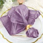 5 Pack Taffeta 20"x20" Napkins Violet Amethyst - Accordion Crinkle Dinner Napkins - Bell Racket Store