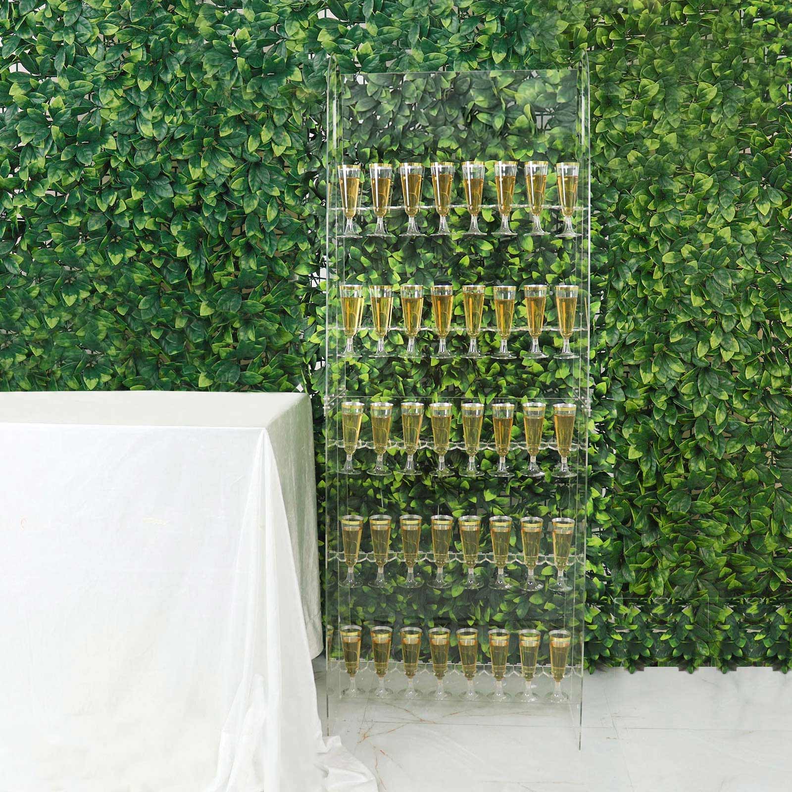 5 - Tier Acrylic Champagne Wall Glass Holder Clear, 40 Stemware Rack Cocktail Display Drink Organizer for Classy Events & Banquets 5ft - Bell Racket Store