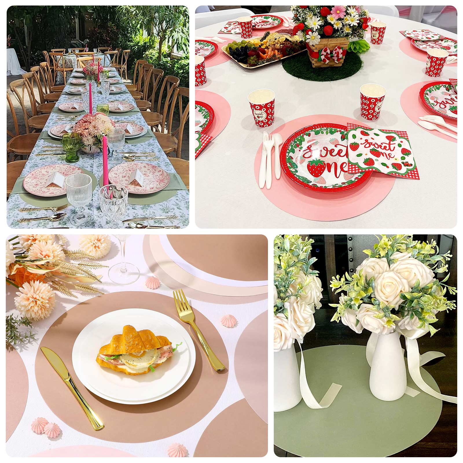 50 Pack 13" Round Disposable Paper Placemats â€“ Sage Green Cardboard Dining Table Mats, 120 GSM - Bell Racket Store