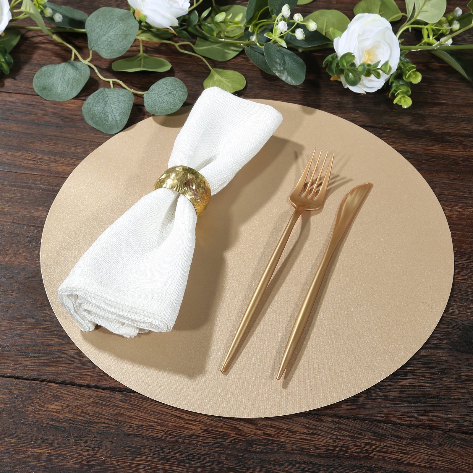 50 Pack 13" Round Disposable Paper Placemats â€“ Taupe Cardboard Dining Table Mats, 120 GSM - Bell Racket Store