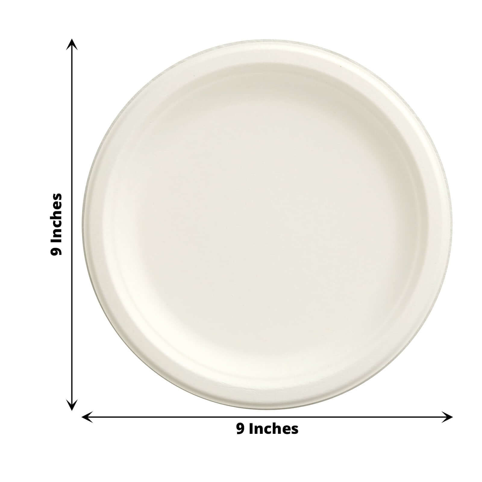 50 - Pack Bagasse 9" Round Dinner Plates in White Biodegradable - Biodegradable Disposable Sugarcane Party Plates for Outdoor Celebrations & Picnics - Bell Racket Store