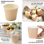 50 - Pack Paper Dessert Cups Eco - Friendly Blush Design - Ideal for Ice Cream and Yogurt 10oz - Bell Racket Store