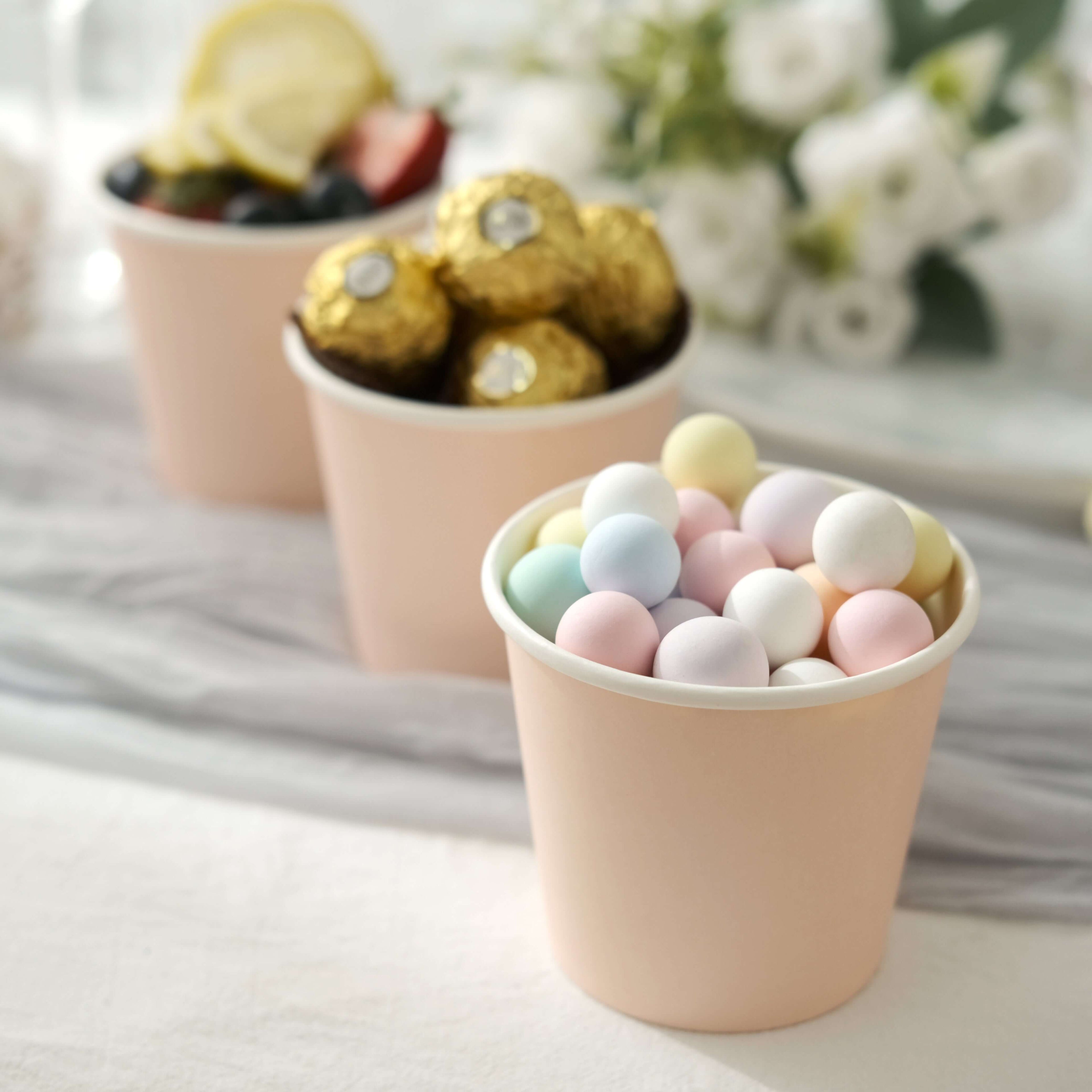 50 - Pack Paper Dessert Cups Eco - Friendly Blush Design - Ideal for Ice Cream and Yogurt 10oz - Bell Racket Store