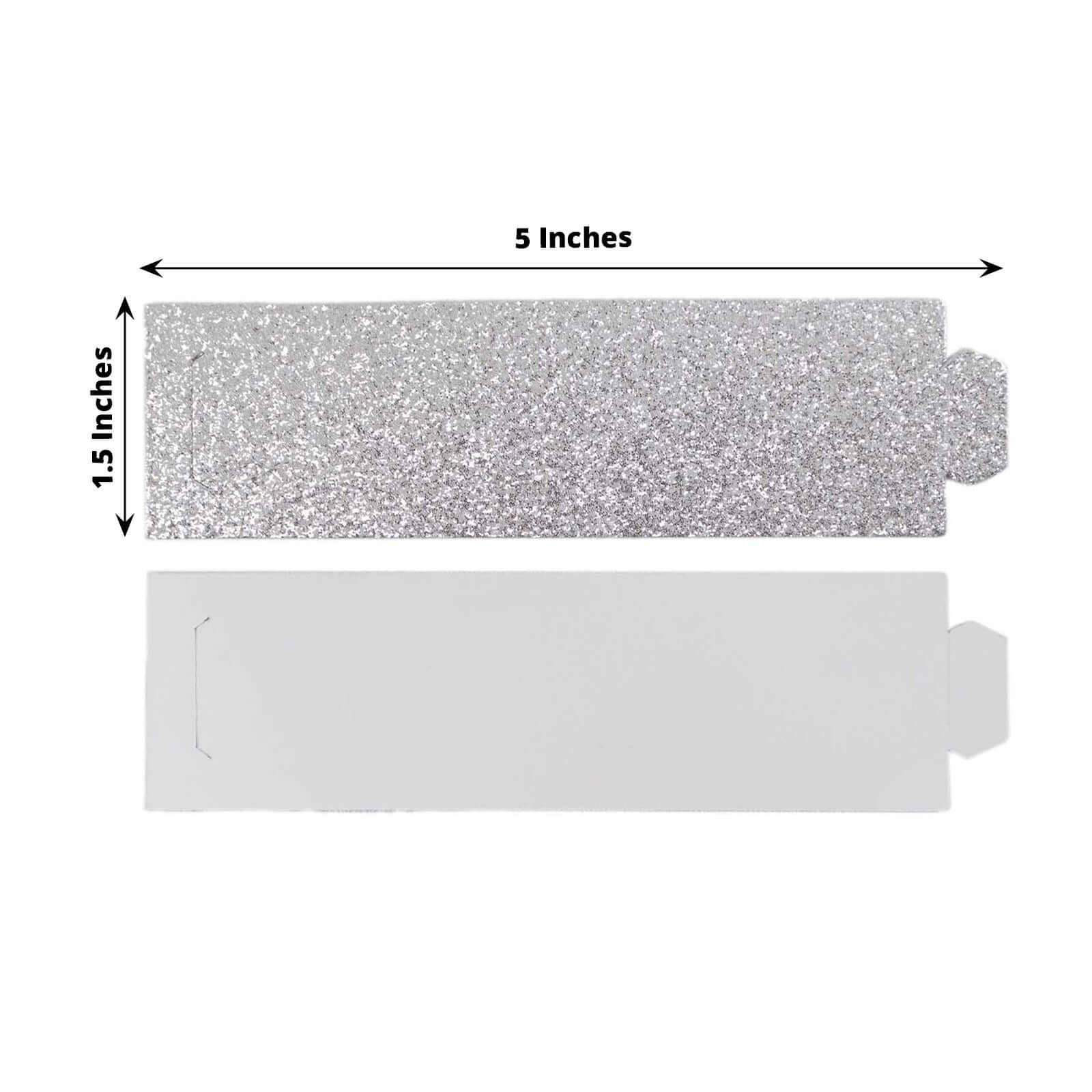 50 - Pack Paper Napkin Rings Silver Glitter - Stylish Disposable Napkin Holders 1.5" - Bell Racket Store