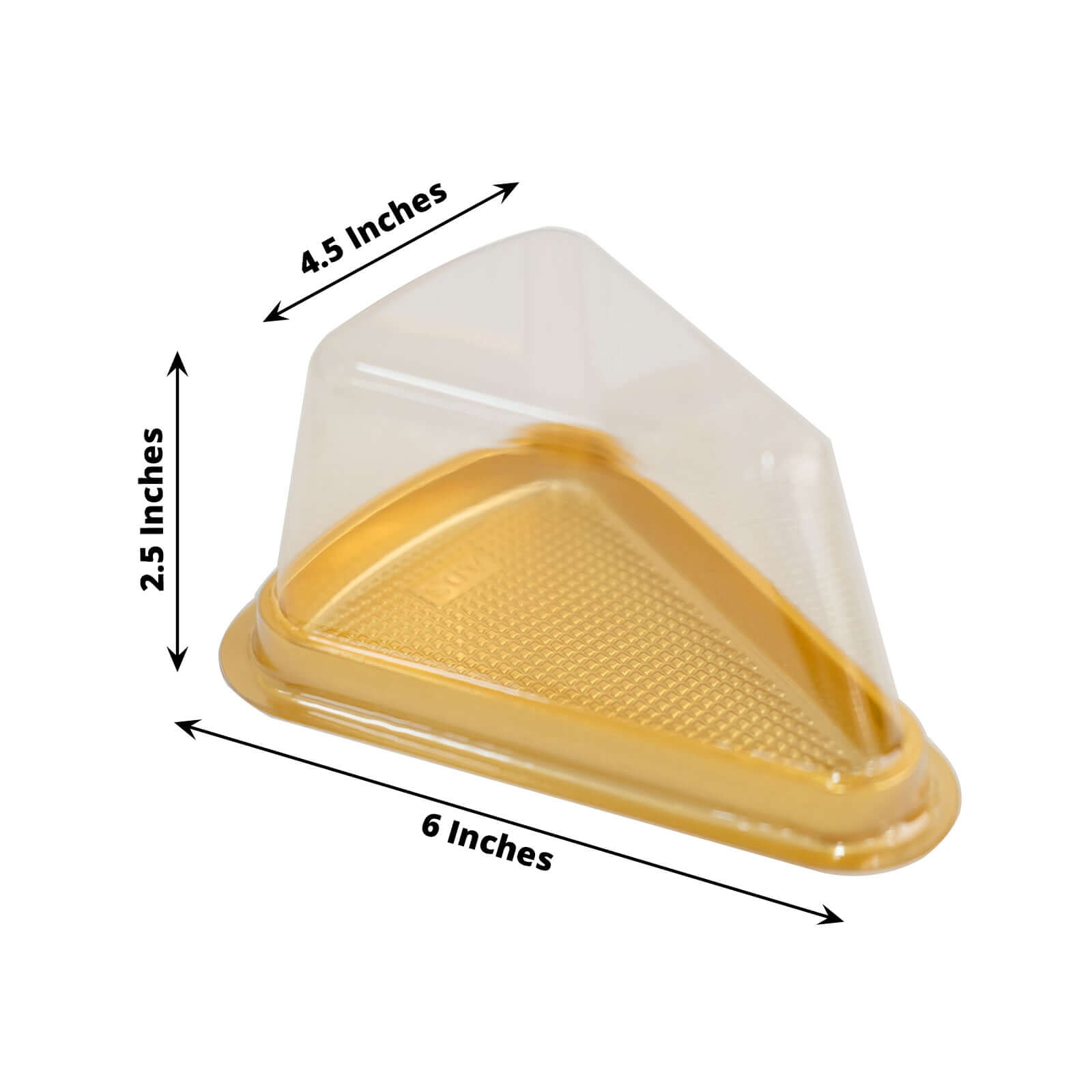 50 - Pack Plastic Cake Slice Favor Containers Gold/Clear - Chic Individual Cheesecake Pie Party Favor Boxes with Lid for Events & Catering 6"x4.5"x2.5" - Bell Racket Store